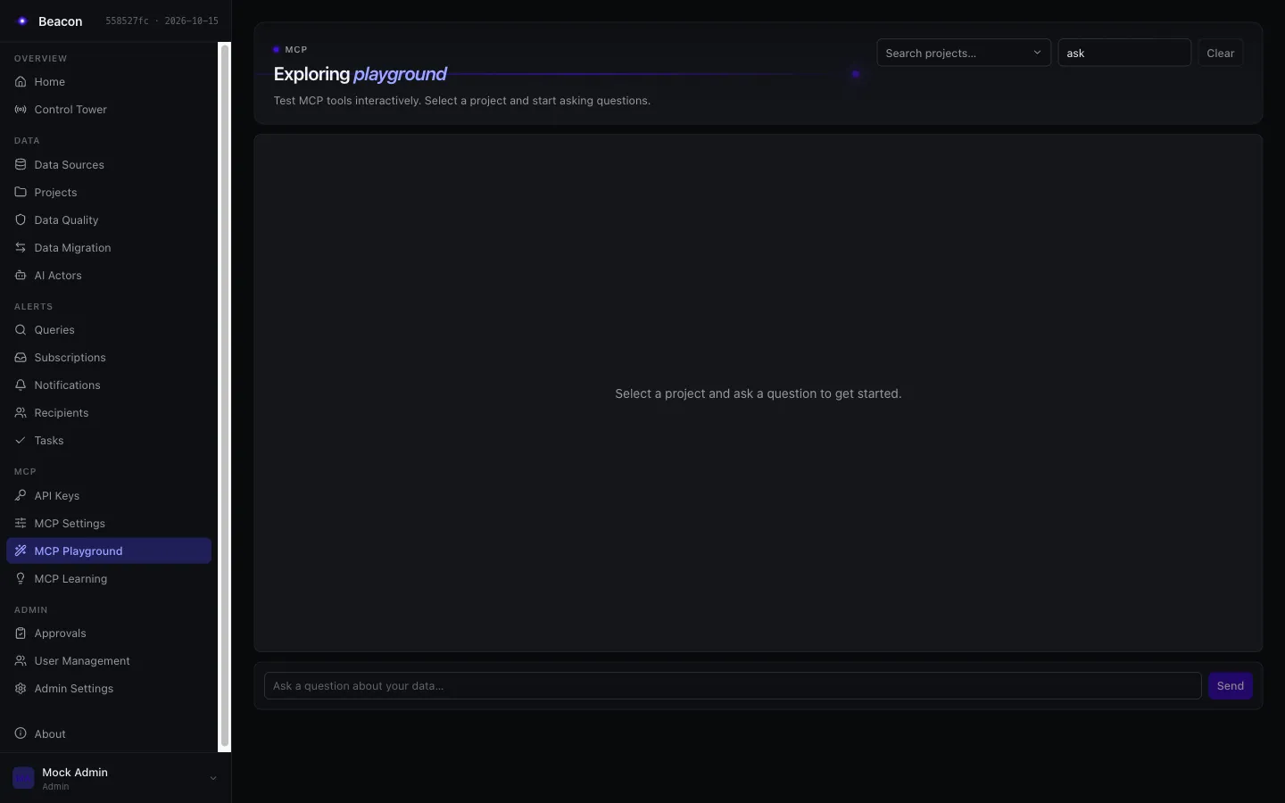 The MCP Playground in the dark theme